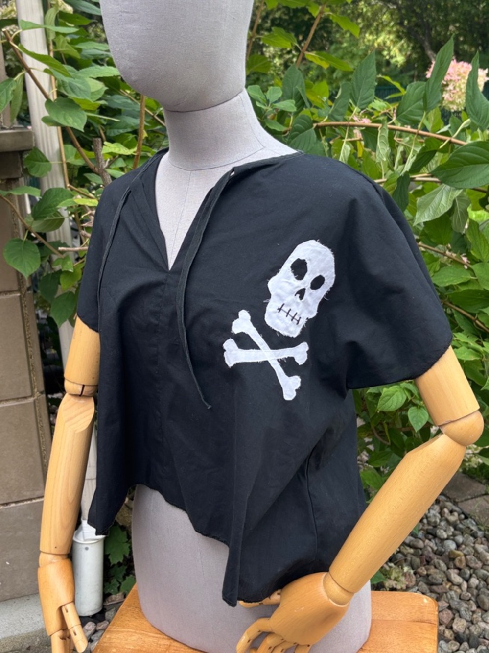 Handmade Black Kids Skull & Crossbones Top Halloween Costume